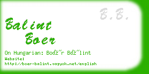 balint boer business card